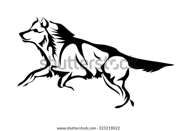 Running Wolf Stock Vector (Royalty Free) 323218022