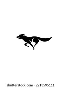 running wolf drawing logo design illustration vector