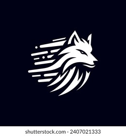 ilustración de diseño de logo de lobo en ejecución libre de vectores