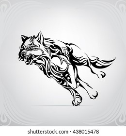 The running wolf in an ornament