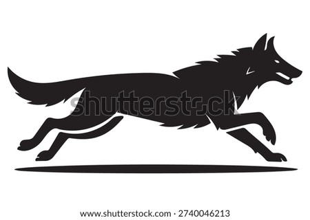 Running Wolf Silhouette Vector Illustration
