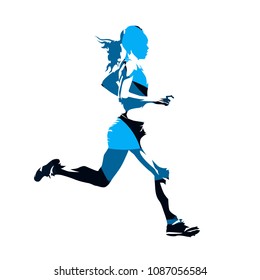 Running Woman, Abstract Blue Vector Silhouette