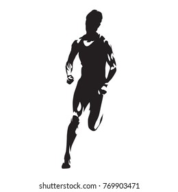 Running woman, abstract sprinting woman vector silhouette