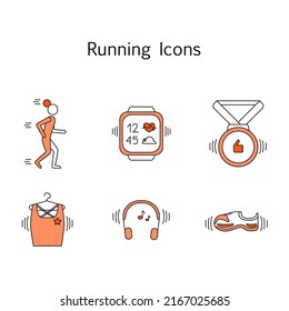 Running woman with accessories related to running.
