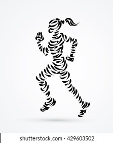 Running woman designed using brush graphic vector.