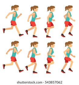 Running Woman, Female Runner Animation Frame Loop Sequence