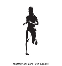 Running Woman, Front View. Abstract Isolated Vector Silhouette. Female Marathon Runner