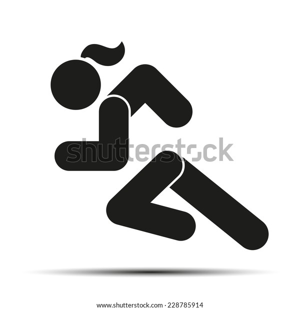 女か女の子を走らせる 白い背景に走のシンプルなシンボル ベクターイラスト のベクター画像素材 ロイヤリティフリー