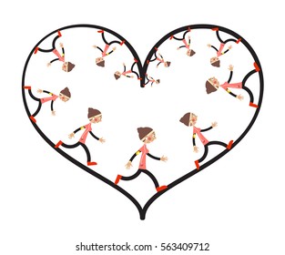 Running Woman Inside Heart Shape