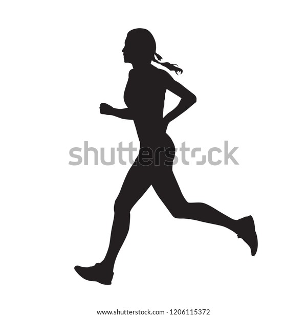 Running Woman Isolated Vector Silhouette Side Stock Vector (Royalty ...