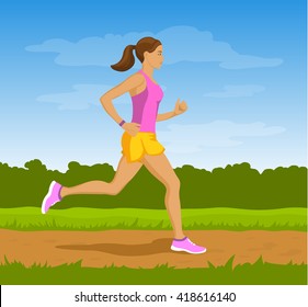 Running Woman Outdoor. Jogging Girl.  Woman Running in the Park