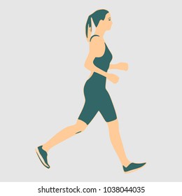 Running woman. Side view silhouette. Sport and recreation