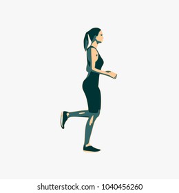 Running woman. Side view silhouette. Sport and recreation