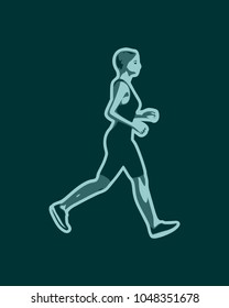 Running woman. Side view silhouette. Sport and recreation