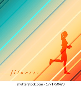 Running woman. Side view silhouette. Sport and recreation concept