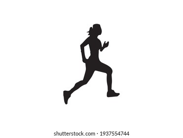 Running Woman Side View Vector Silhouette