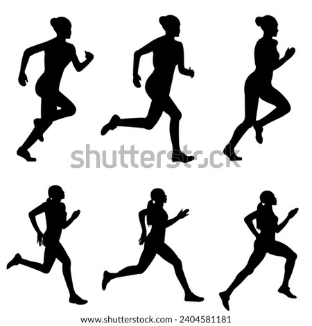 Running woman side view vector silhouette