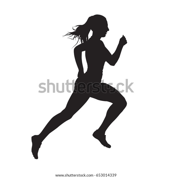 Running Woman Side View Vector Silhouette Stock Vector (Royalty Free ...