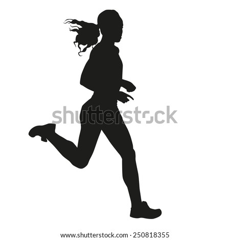 Running Woman Silhouette Stock Vector (Royalty Free) 250818355 ...