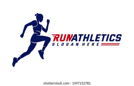 Running Woman silhouette Logo Designs Vector, Marathon logo template, running club or sports club, Illustration