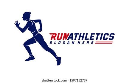Running Woman silhouette Logo Designs Vector, Marathon logo template, running club or sports club, Illustration