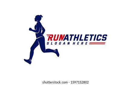 Running Woman silhouette Logo Designs Vector, Marathon logo template, running club or sports club, Illustration