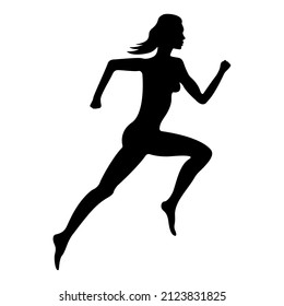 Running Woman Silhouette Shadow Side View Stock Vector (Royalty Free ...