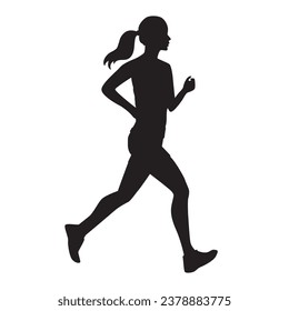 Running woman silhouette. Vector illustration isolated on white background