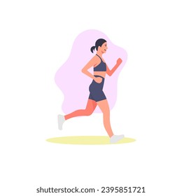 A running woman simple flat design vector illustration.