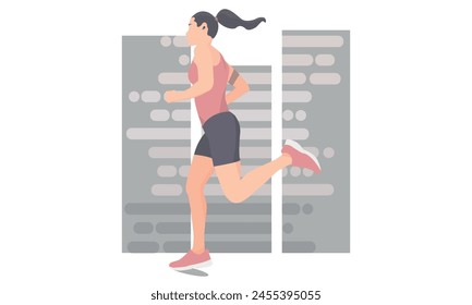 Running Woman, Sport Training, Activity, Athletic, Silhouette, Lifestyle, Marathon, Sprint, Run, Sprinter, Vector illustration