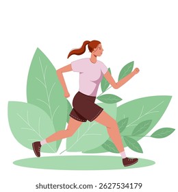 Running Woman in Sportswear Vector Illustration