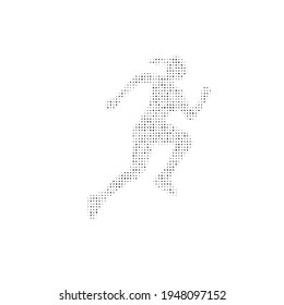The running woman symbol filled with black dots. Pointillism style. Vector illustration on white background