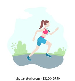 Running woman, vector flat illustration