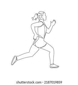 Running woman vector illustration drawn in line art style