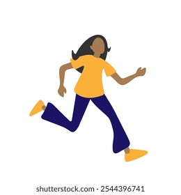 Running woman. Vector illustration. Flat faceless design isolated on a white background.