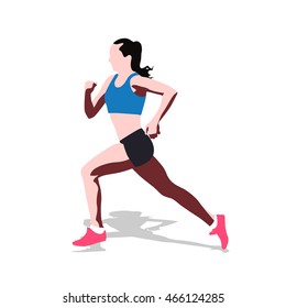 Running woman vector isolated illustration. Athlete