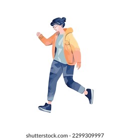 Running woman vector over white