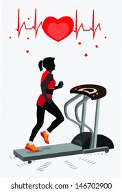 running woman,training apparatus,heart and cardiogram