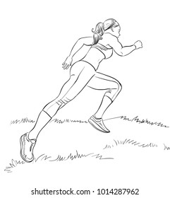 running women line drawing