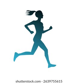 Running women silhouette vector illustration