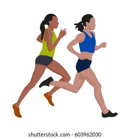 Running women, vector illustration