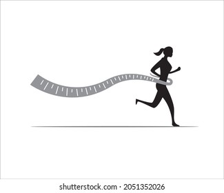 running women for weight loss logo design with tape body