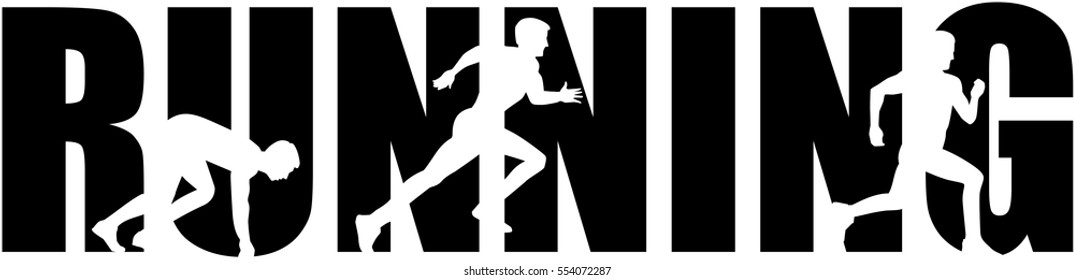 Running word with sprinting silhouette