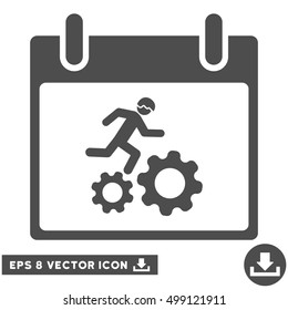 Running Worker Calendar Day icon. Vector EPS illustration style is flat iconic symbol, gray color.