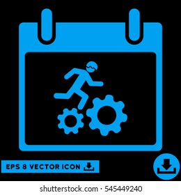 Running Worker Calendar Day icon. Vector EPS illustration style is flat iconic symbol, blue color.