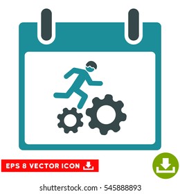 Running Worker Calendar Day icon. Vector EPS illustration style is flat iconic bicolor symbol, soft blue colors.