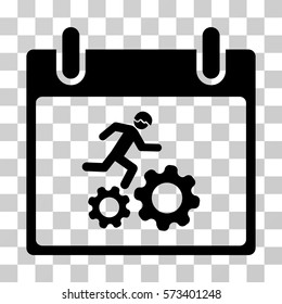 Running Worker Calendar Day icon. Vector illustration style is flat iconic symbol, black color, transparent background. Designed for web and software interfaces.