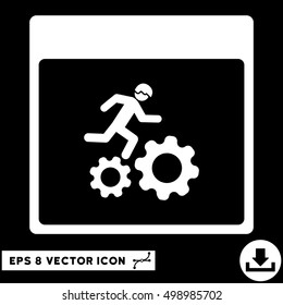 Running Worker Calendar Page icon. Vector EPS illustration style is flat iconic symbol, white color.