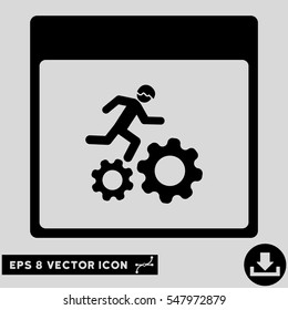 Running Worker Calendar Page icon. Vector EPS illustration style is flat iconic symbol, black color.