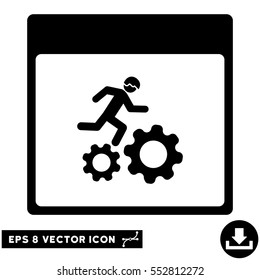 Running Worker Calendar Page icon. Vector EPS illustration style is flat iconic symbol, black color.